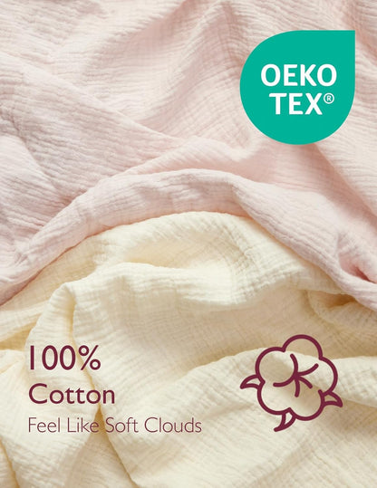 Momcozy Fitted Crib Sheets - Soft Breathable Natural Cotton, 2 Pack, 52"x28", Beige & Blush