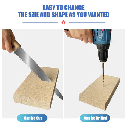 Protalwell Fire Bricks, Woodstove Firebricks, Size 9″ x 4-1/2″ x 1-1/4″, 6 Pieces, Light Weight Firebricks Replacement for Wood Stoves and Fireplaces