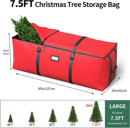 Skiennix Christmas Tree Storage Bag - Fits 7.5Ft Artificial Trees | Waterproof 600D Oxford Fabric with Double Zipper & Handles