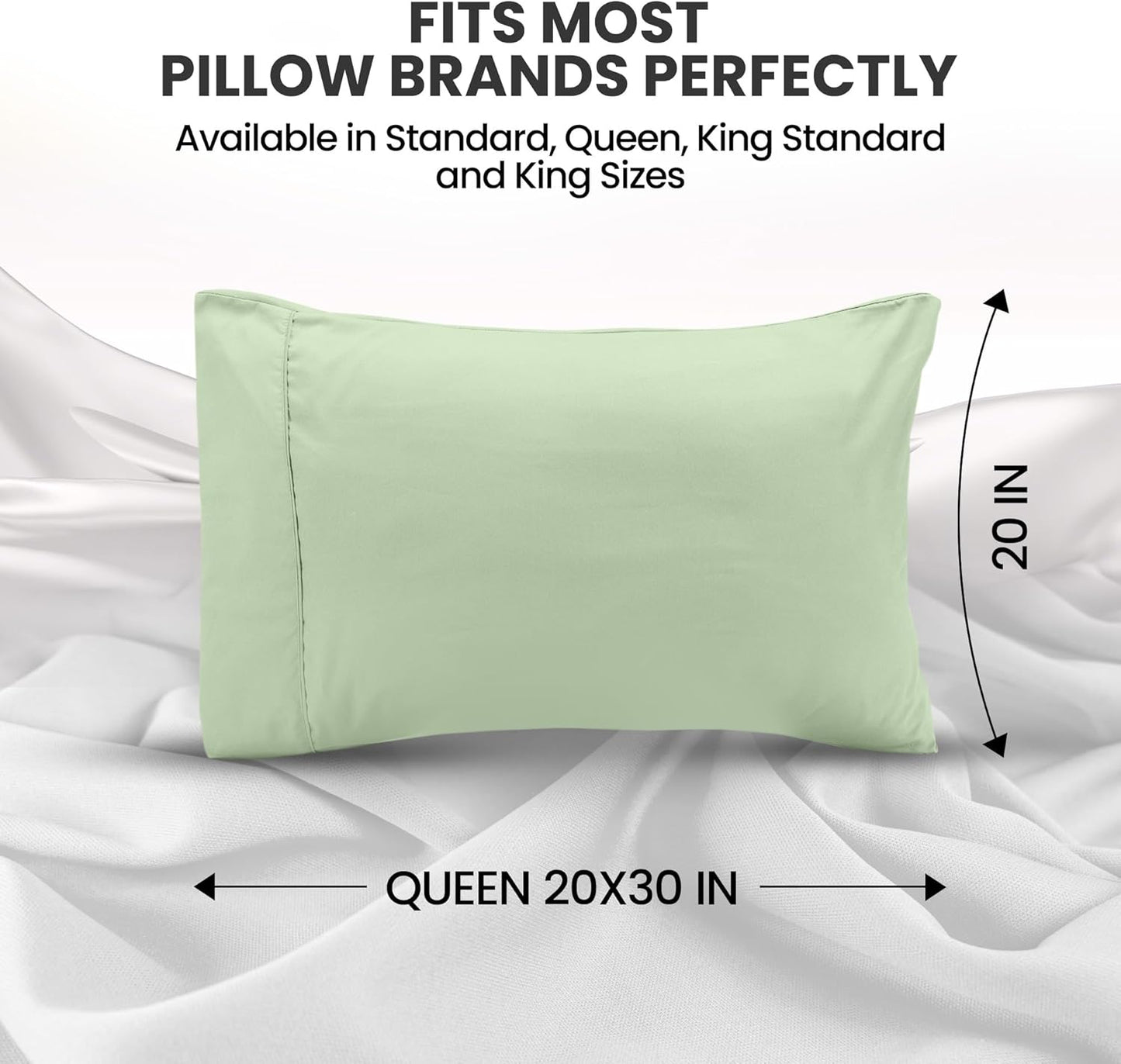 Utopia Bedding Queen Pillow Cases - Soft Brushed Microfiber - 2 Pack | Fade Resistant 20 x 30 Inches (Sage)