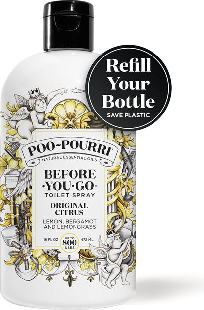 Poo-Pourri Toilet Spray Refill - Original Citrus, 16 Fl Oz | Up to 800 Uses, Essential Oil Deodorizer
