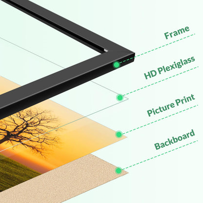 Veleclo 8.5x11 Picture Frame for Wall Display, 8.5x11 Black Frame with Shatter Resistant Plexiglass, Stable and Sturdy 8.5 x 11 Poster Frame for Wall Display, Handpicked Gift Collection, 1 Pack
