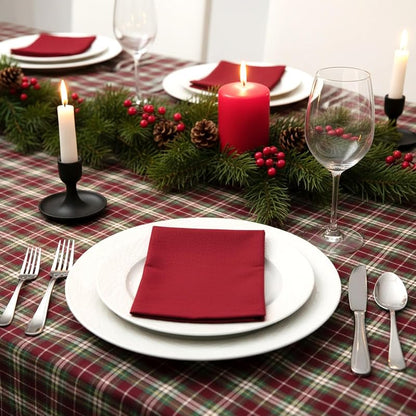Frienda 2pcs Christmas Checkered Tablecloth 52 x 70 Inch Red Green - Variation Red Green+52 x 70 Inch