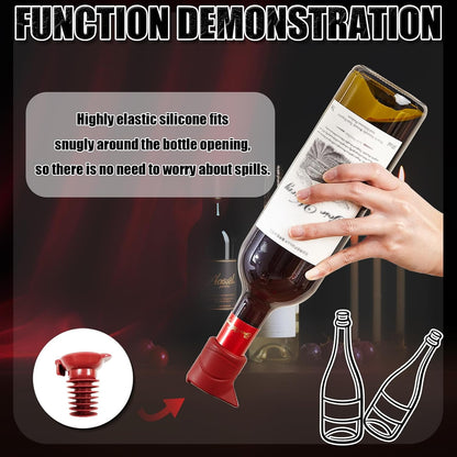 Silicone Wine Bottle Stopper, Wine Bottle Stoppers for Glass Bottles, Beverage Bottle Sealer, Reusable Beer Champagne Bottle Cover Wine Saver (Red-4 Pack)