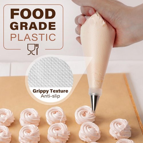 LotFancy 10-Inch Tipless Piping Bags - 500 Pcs Non-Slip Disposable Pastry Bags for Cake Decorating & Icing