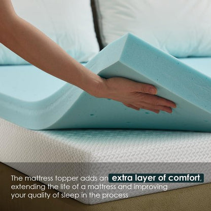 FDW 8" Queen Mattress - 2" Cooling Gel Memory Foam Topper | Medium Firm | White | Washable Cover for Cool Sleep & Pressure Relief | Bed in a Box, CertiPUR-US Certified
