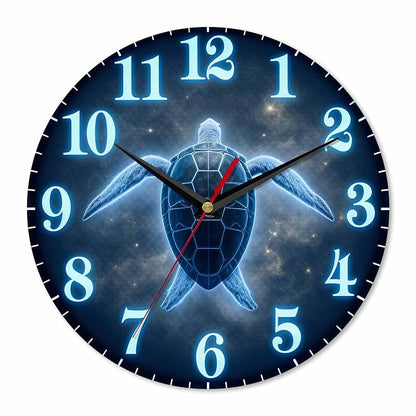Glow Sea Turtle Wall Clock 10 Inch - Silent Battery Operated, Variation: Glow Sea Turtle+10 Inch