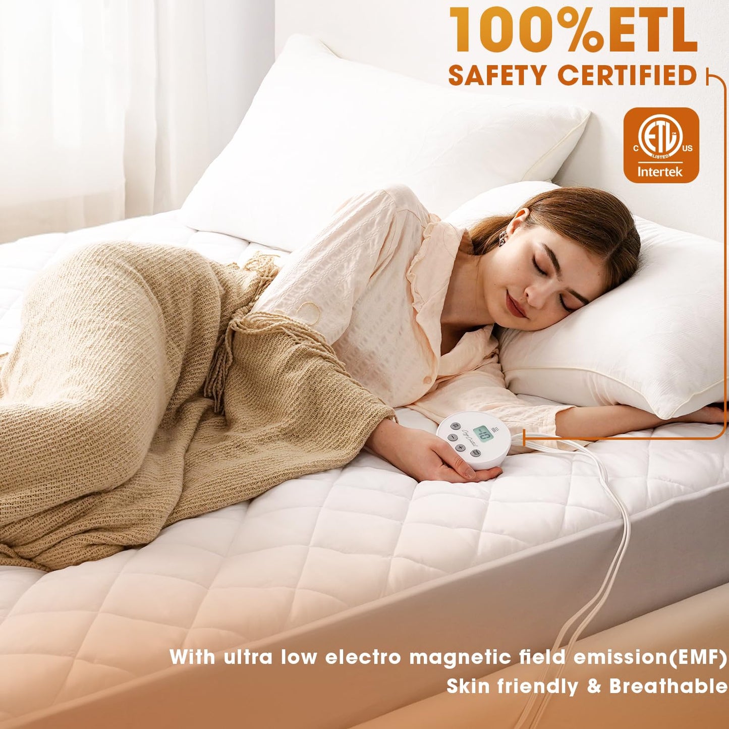 Valthie Heated Mattress Pad Queen Size,Dual Control Electric Mattress Pad,Bed Warmer with 10 Heat Settings & 1-12 Hours Auto Shut Off,Fit Up to 8-21" Deep Pocket, Machine Washable(60"x80",White)