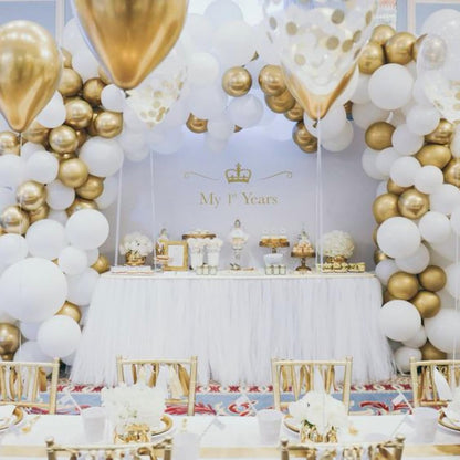 PartyWoo White & Gold Balloons - 140-Piece Pack with 18", 12", 10", & 5" Sizes for Birthday & Party Decor