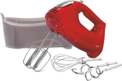 Hamilton Beach 6-Speed Electric Hand Mixer - Whisk, Beaters & Dough Hooks - Red, 275 Watts