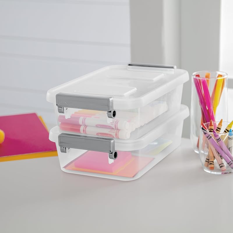 2 Pack 2.7 Qt Clear Storage Bins – Stackable Plastic Organizer Containers, Lids, Write-On Labels, 11 3/4" L x 7 3/8" W x 3 1/4" H – Variation: 2Pack+2.7qt