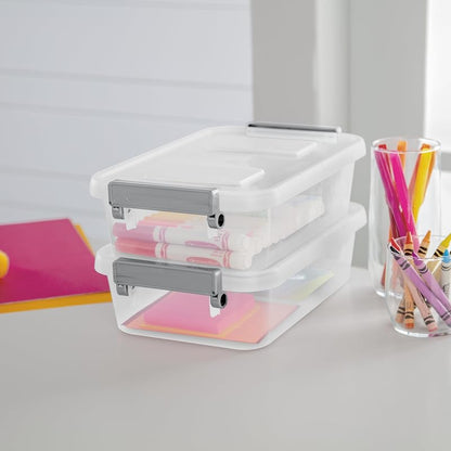 2 Pack 2.7 Qt Clear Storage Bins – Stackable Plastic Organizer Containers, Lids, Write-On Labels, 11 3/4" L x 7 3/8" W x 3 1/4" H – Variation: 2Pack+2.7qt