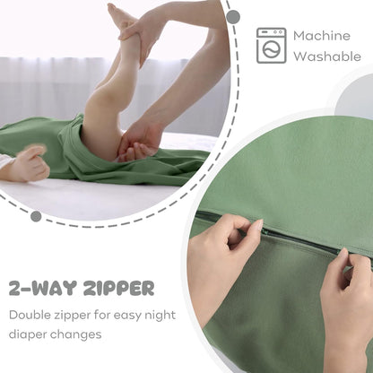Yoofoss Baby Sleep Sack - 100% Organic Cotton Wearable Blanket | 2-Way Zipper, 3-Pack for 6-12 Months