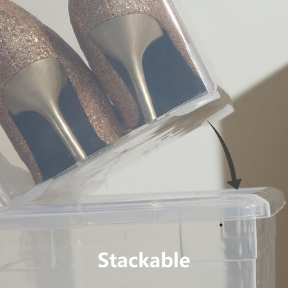 Novelinks 12-Pack Plastic Storage Bins - 6QT Stackable Clear Containers with Lids for Home & Office Organization