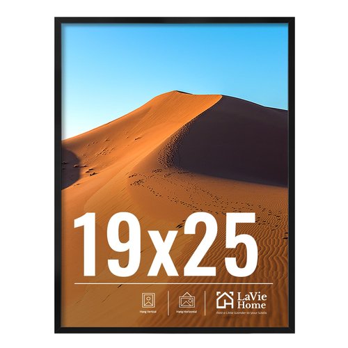 LaVie Home 19x25 Picture Frame for Wall Display, 19x25 Black Picture Frame with HD Plexiglas, 19 x 25 Poster Frame 1 Pack, Display Frame for Vertical or Horizontal, Classic Collection