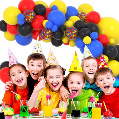 Skiennix Balloon Garland Arch Kit - 132PCS Red, Black & Royal Blue Latex Balloons for Birthday & Graduation Decor
