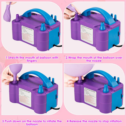 Voircoloria Electric Balloon Pump - Portable Dual Nozzle Inflator with Tying Tools for Parties | 110V 600W