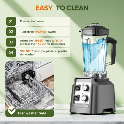Skiennix Blender - 68Oz Pitcher & 20Oz Grinder - 28000 RPM Smoothie Maker for Ice & Frozen Fruits