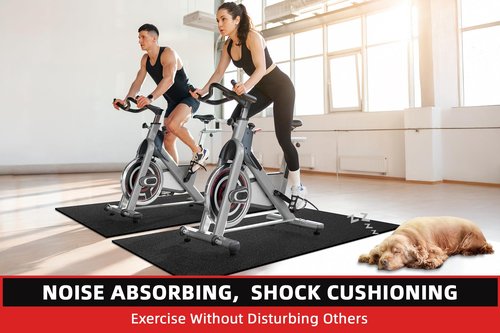 Gymcope Treadmill Mat, 7'x3'/6'x3'/6'x2.5'/5.6'x2'/4'x2', 6mm Shock and Noise Absorbing Workouts Mat for Home Gym, Ideal Floor Protecting Gym Equipment Mat, Compatible with Peloton Bike