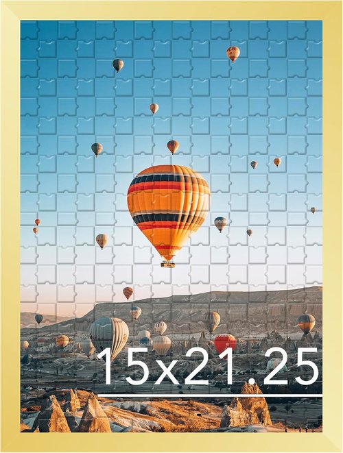JCJMY Gold Puzzle Frame - 15x21.25 Wall Hanging Picture Frame with Shatter Resistant Plexiglass
