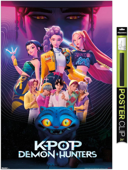 Netflix KPop Demon Hunters Wall Poster - Premium Clip Bundle, 34L x 22.4W Inches