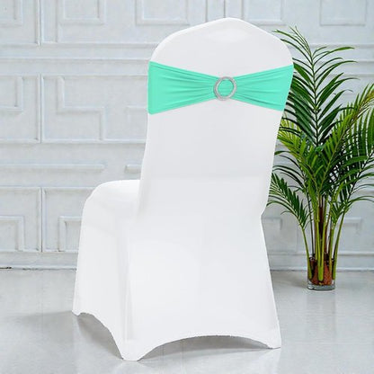 MDS Spandex Chair Sashes - Universal Fit Elastic Stretch Bands with Buckle Slider Bow | Sea Green, Pack of 125