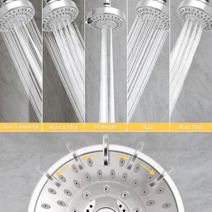 AISOSO Shower Head, 5 Modes High Pressure Shower Heads for Relaxed Shower Experience, 4.1 Inch Bathroom Fixed Showerhead Even at Low Water Pressure for Powerful Spray, Chrome