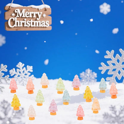 Mini Luminous Christmas Tree Figurines - 104pcs Resin Glow in the Dark Table & Cake Decor