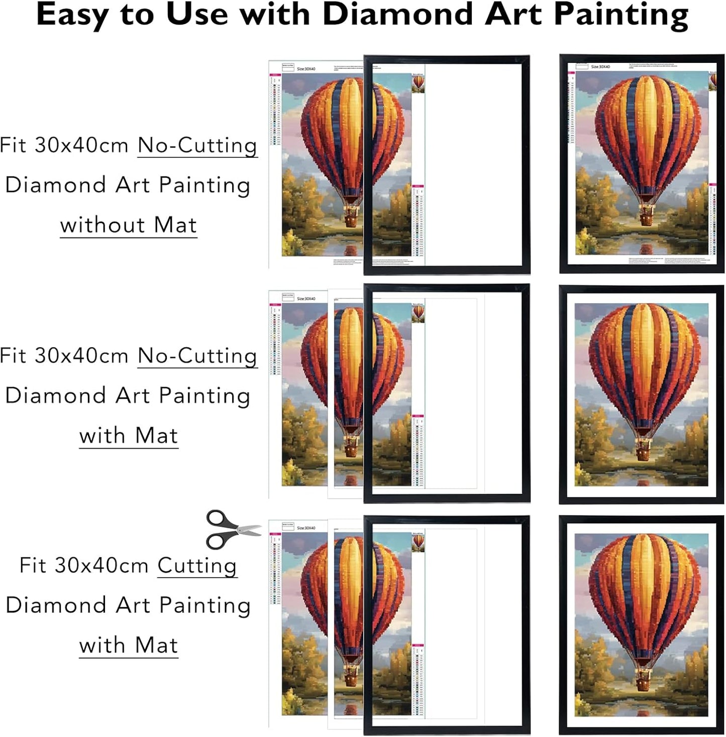 12x16 Black Picture Frame by [Brand Name] - Perfect for 30x40cm Diamond Paintings & Photos
