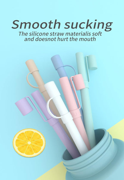 Skiennix Reusable Silicone Straws - 12-Inch Long with Covers | Perfect for Stanley Tumblers (6 Pack)