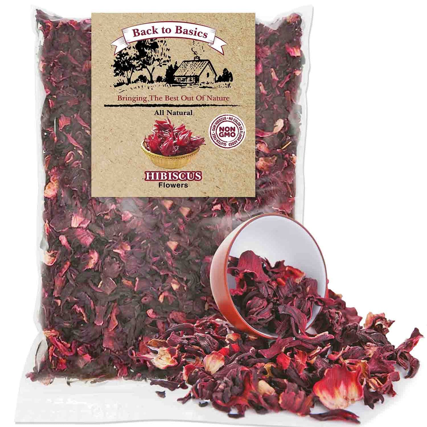 Hibiscus Tea Flowers - 1 Pound Resealable Bag - All Natural, Agua De Jamaica Leaves- Sun Dried Hibiscus- For Hot Or Cold Brew Tea