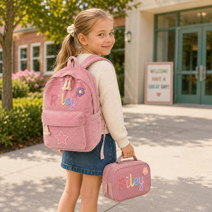 Pink Personalized Backpack for Kids with Optional Lunch Bag & Pencil Case - Duckbe