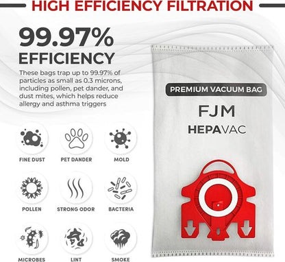 FJM Vacuum Cleaner Bags for Miele - HEPA AirClean 3D Dust Bags - 20 Pack for Compact C1, C2, Complete C1