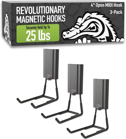 GATOR MAGNETICS Heavy Duty Magnetic Hooks - 25 lb Capacity, Easy-Release Non-Slip Grip | 3 Pack for Storage & Organization