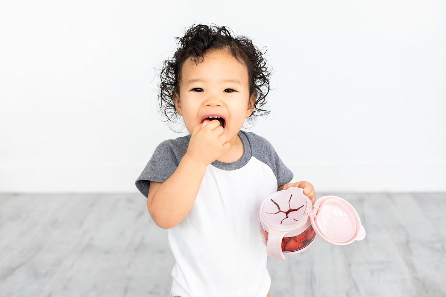 Ubbi No Spill Snack Container - BPA-Free Tritan for Kids | Toddler Snack Holder in Sage & Pink
