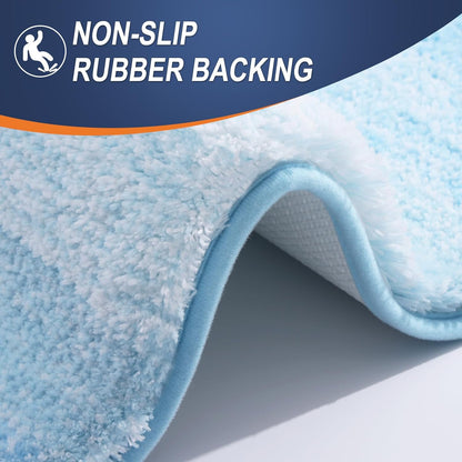OLANLY Large Bath Rugs - Extra Soft Microfiber Mat 44x32 | Quick Dry & Machine Washable, Sky Blue