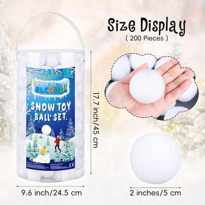 Elcoho 200-Piece Artificial Snow Toy Ball Set - Realistic Plush Toss Balls for Kids | Winter Fun & Xmas Decor