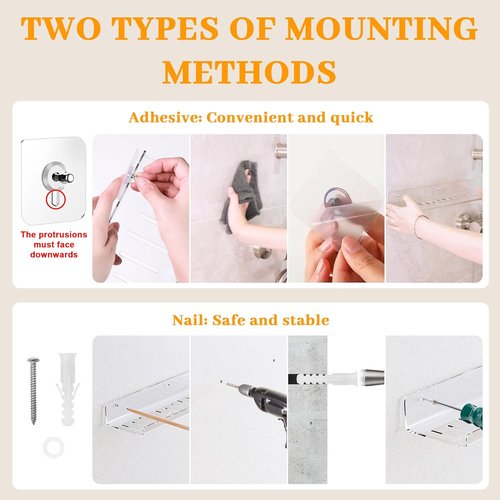 LAZYROSY Floating Shelves - Clear Acrylic Wall-Mounted Storage | No Drill Adhesive for Bathroom & Bedroom
