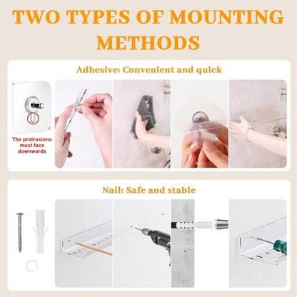 LAZYROSY Floating Shelves - Clear Acrylic Wall-Mounted Storage | No Drill Adhesive for Bathroom & Bedroom