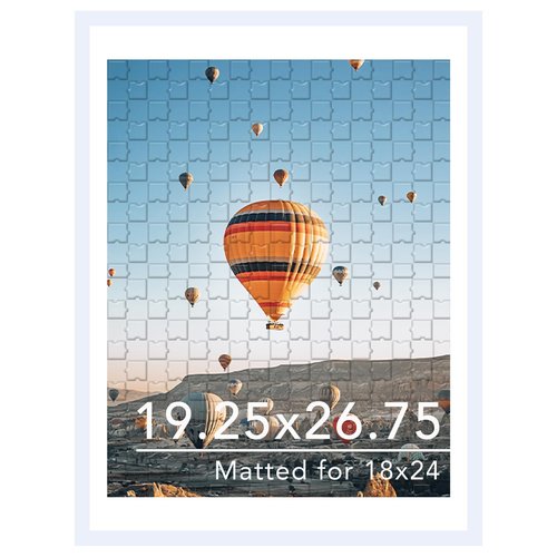 JCJMY 19.25x26.75 Puzzles Frame White, Display 18x24 with Mat or 19.25 x 26.75 without, Wall Hanging 19.25 by 26.75 Picture Frame for Poster Photo Canvas Picture Puzzles, White