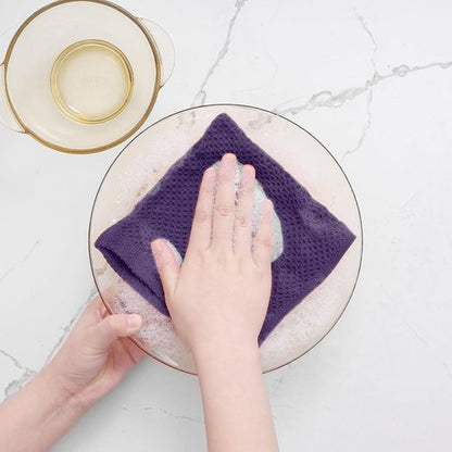 Homaxy 100% Cotton Waffle Weave Dish Cloths - Ultra Soft & Absorbent Kitchen Towels | 12x12 Inches, 8-Pack, Eggplant