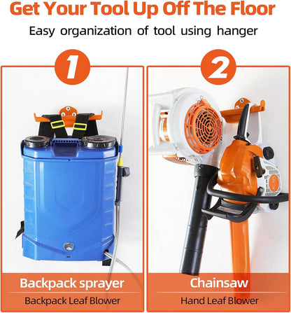 Backpack Leaf Blower Hanger - Heavy-Duty Wall Mount for Sprayers & Chainsaws | 2-Pack Storage Solution