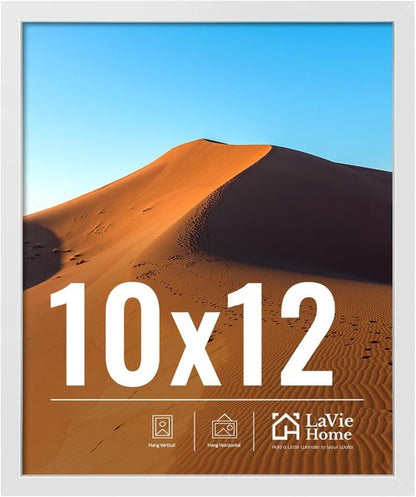 LaVie Home 10x12 Picture Frame - Classic White Frame with HD Plexiglass for Vertical/Horizontal Display