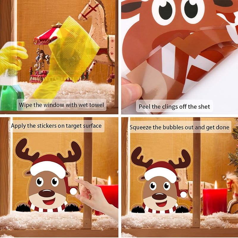 Christmas Window Clings 107Pcs Santa Snowflake Reindeer Decals for Home & Window Decoration