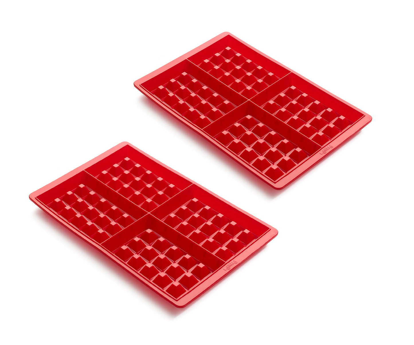 Lekue 0215000R01M017 Silicone Waffle Mold, Red, Set of 2