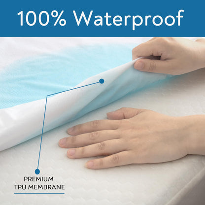 Twin XL Mattress Protector Waterproof Breathable Terry Premium Fitted up to 14'' Depth Pocket, Ultra Soft and Breathable Mattress Pad Cover Twin Extra Long (XL), Noiseless