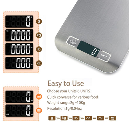 Skiennix Digital Kitchen Scale - 5kg/11lb Capacity | Accurate Grams & Ounces Measurement for Baking & Meal Prep | 304 Stainless Steel, LCD Display