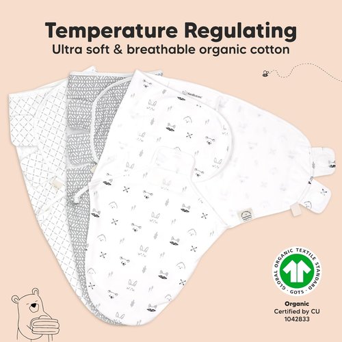 KeaBabies Baby Swaddle Sleep Wrap 3-Pack & Burp Cloths 5-Pack | Newborn Essentials for Boys & Girls