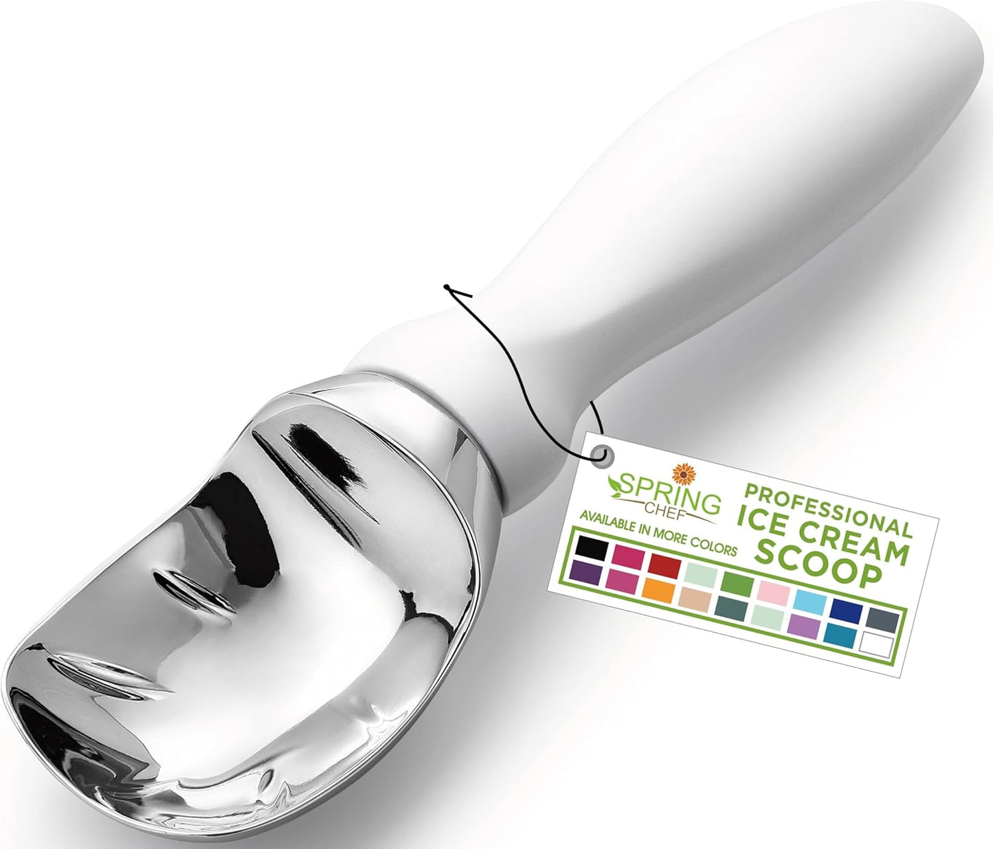 Spring Chef Ice Cream Scoop - Heavy Duty Metal Scooper with Comfortable Handle | Dishwasher Safe Tool for Gelato, Sorbet, and More