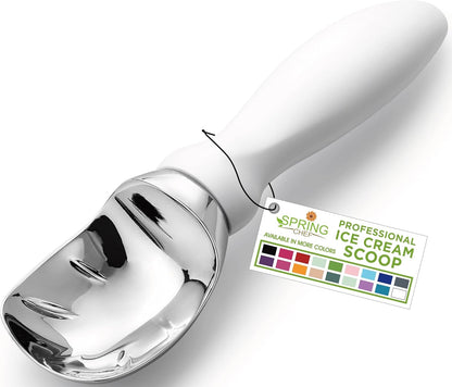 Spring Chef Ice Cream Scoop - Heavy Duty Metal Scooper with Comfortable Handle | Dishwasher Safe Tool for Gelato, Sorbet, and More